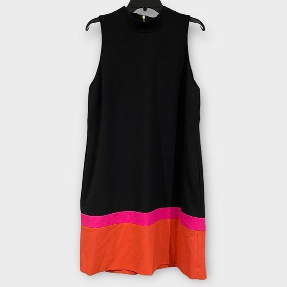 Tahari Dresses & Skirts - Tahari Mock Neck Color Block Shift Dress with Pockets Size 14